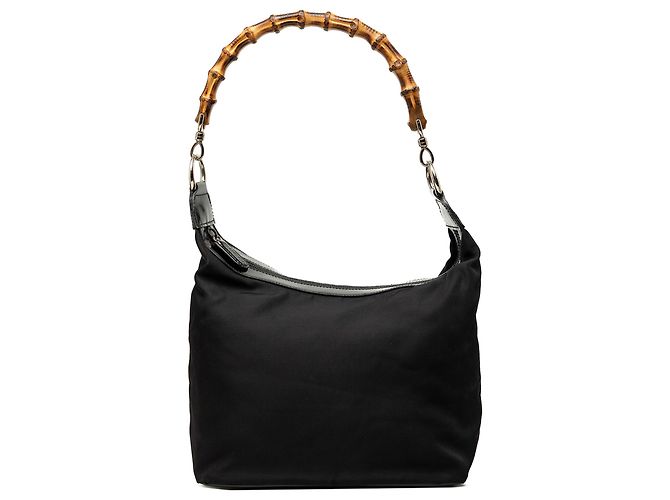 Bamboo Bolsa de Ombro Gucci em Nylon Preto com Bambu