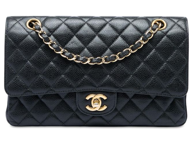 Chanel Black Medium Classic Caviar Double Flap Nero