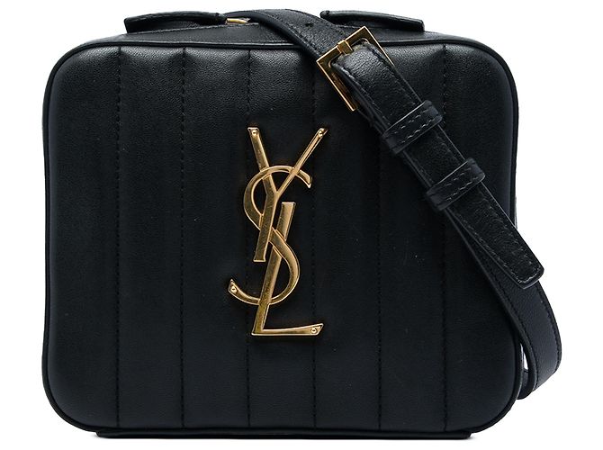 Autre Marque Saint Laurent Vicky Gürteltasche aus schwarzem gestepptem Lammleder mit Monogramm
