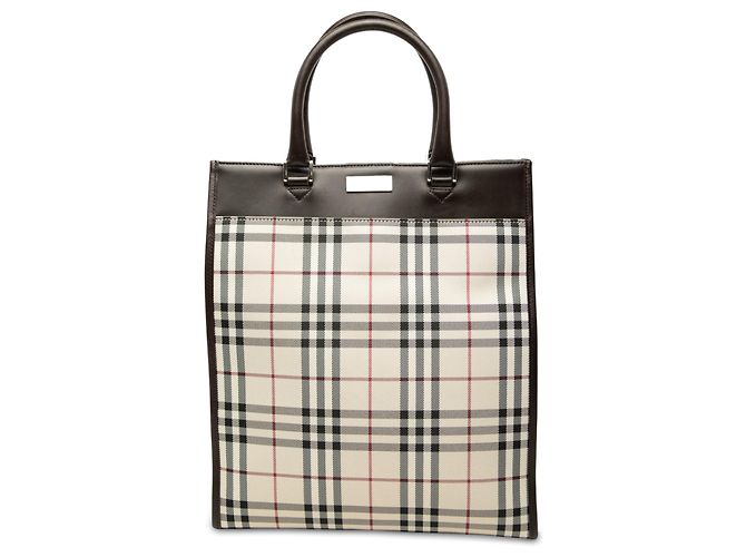 Sac cabas Burberry Beige House Check Canvas