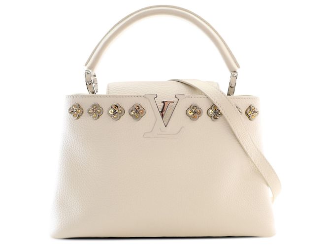 Louis Vuitton White Taurillon Flowers Capucines PM Weiß