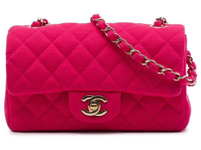 Chanel Mini Rectangular Classic Jersey Single Flap Rosa Pink