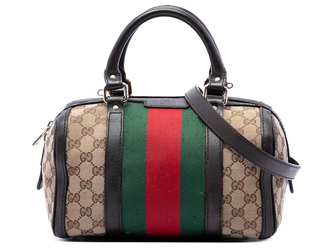 Borsa Boston Gucci Joy Small in tela GG beige e Web