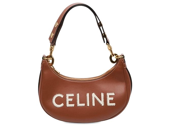 Céline Borsa a tracolla Ava in pelle marrone Medium con logo Celine