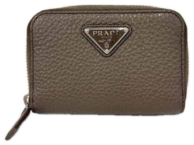 Prada Vitello Daino Leather Coin Case Brown
