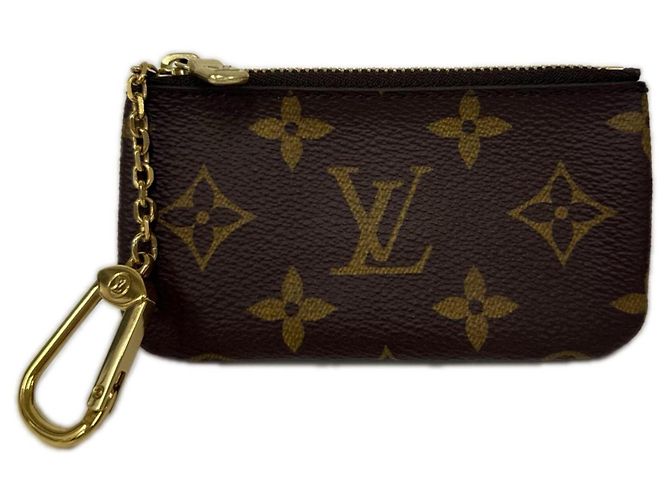 Louis Vuitton Monogram Pochette Clé Coin Case Marrone Beige