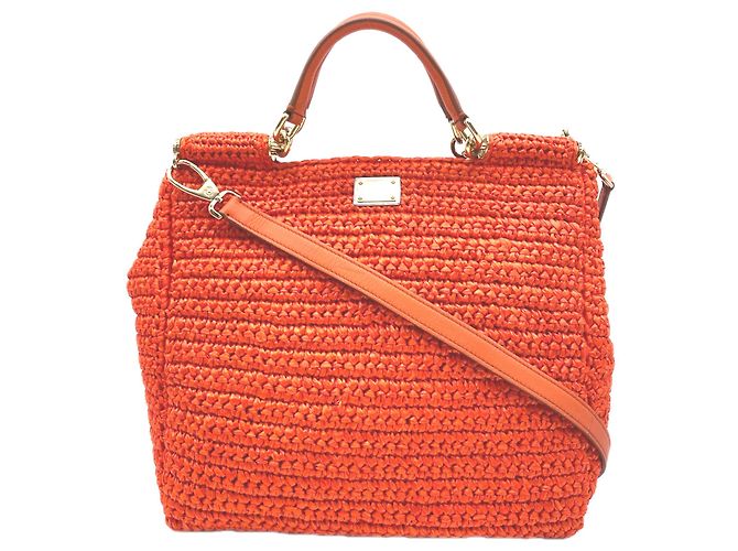 Dolce & Gabbana Raffia Miss Sicily Handtasche Orange