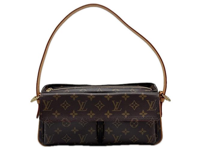 Sac à main Louis Vuitton Monogram Viva Cite MM Marron Beige
