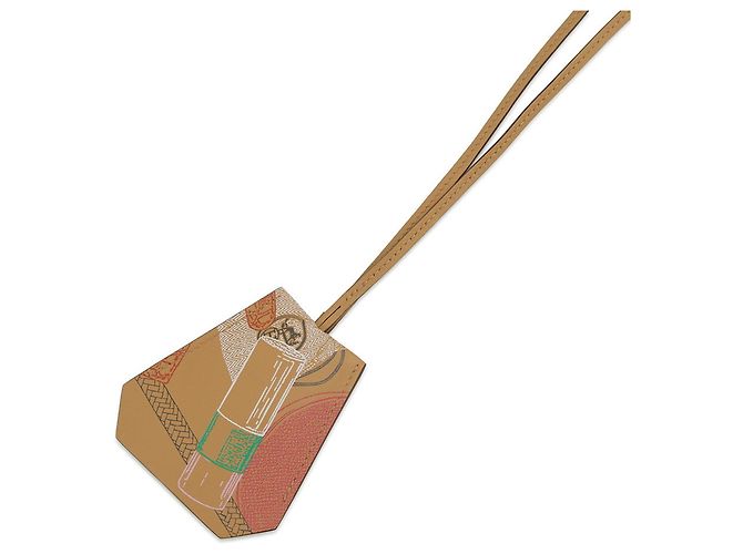 Hermès Colar longo Hermes Clochette In & Out Biscuit em couro Swift B