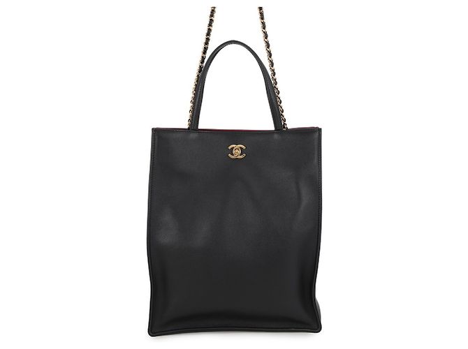 Borsa Tote Chanel in pelle di vitello nera Nero