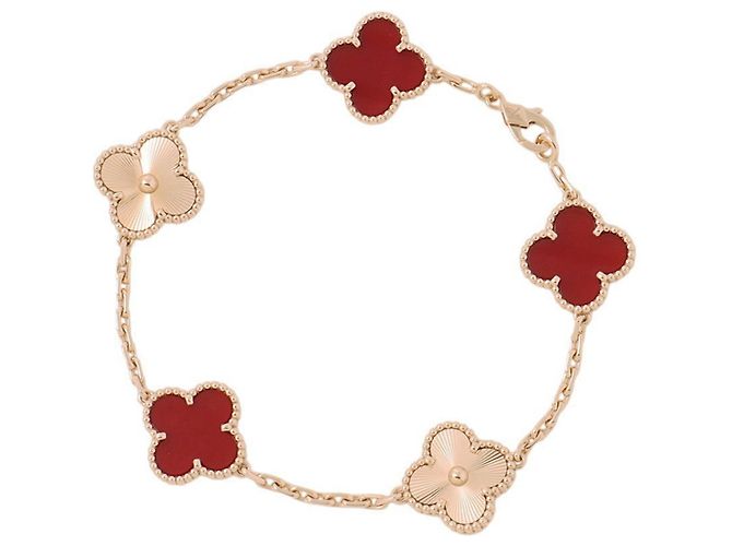 Autre Marque Bracciale Charm Alhambra Van Cleef & Arpels in Oro Rosa con Corniola