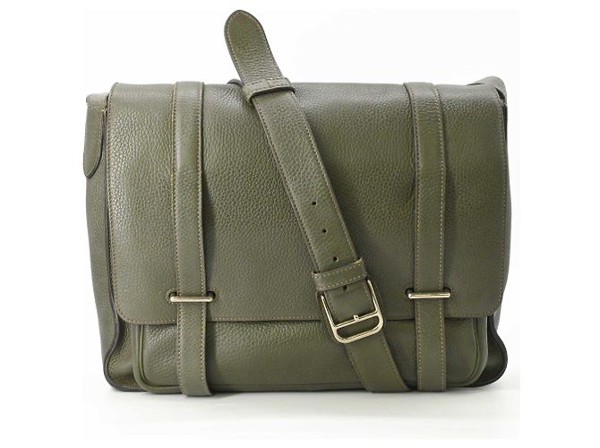 Hermès Bolsa de Ombro Hermes Steve Buzas 35 Verde Caqui