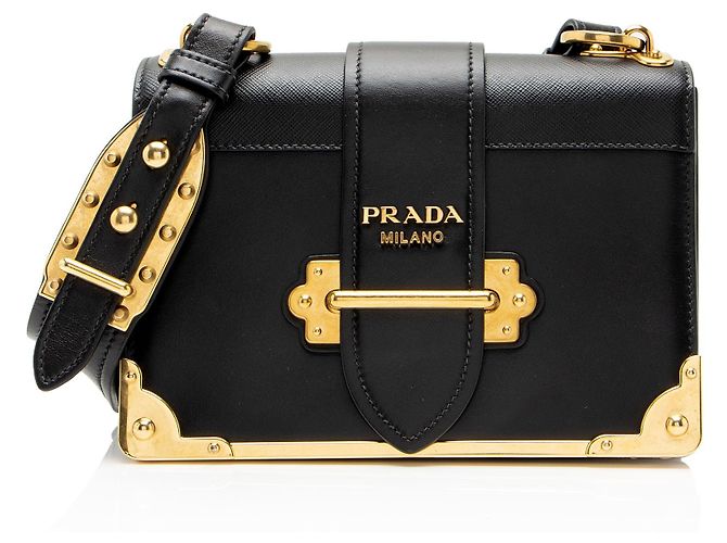 Borsa a tracolla Prada Cahier in pelle di vitello Nero