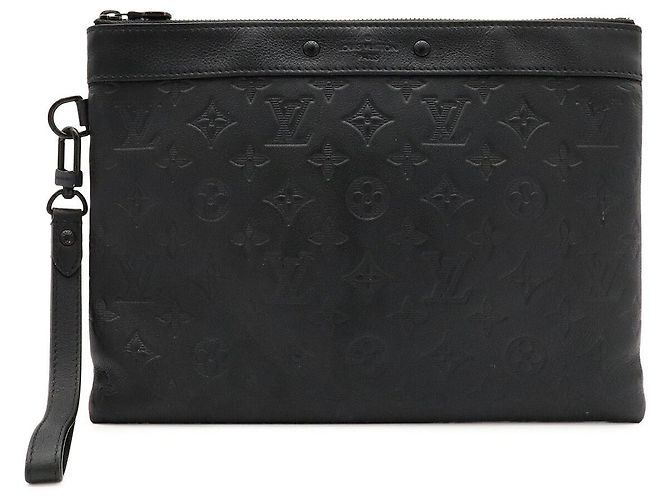 Louis Vuitton Monogram Shadow Pochette To Go Clutch Schwarz