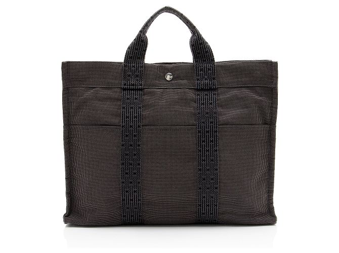 Hermès Borsa Tote Hermes Vintage Canvas Herline MM Nero