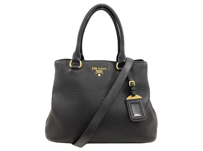 Saco Tote 2-Way em couro Prada Preto