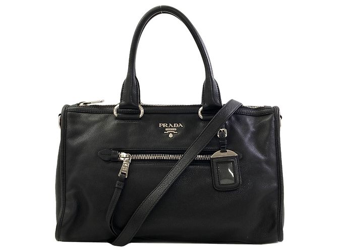 Prada 2-Way Tote Bag aus schwarzem Leder