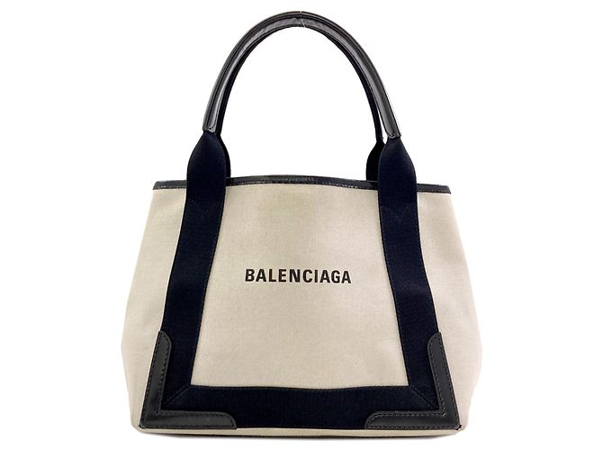 Balenciaga Navy Cabas Tote Bag Weiß