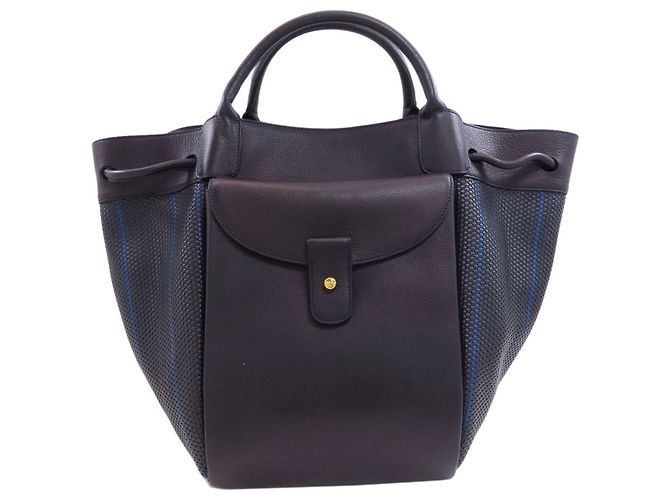 Bolsa riscada Delvaux Preto Azul Azul marinho