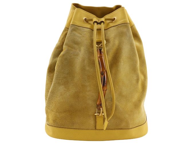 Borsa a tracolla Gucci in camoscio e pelle gialla Giallo