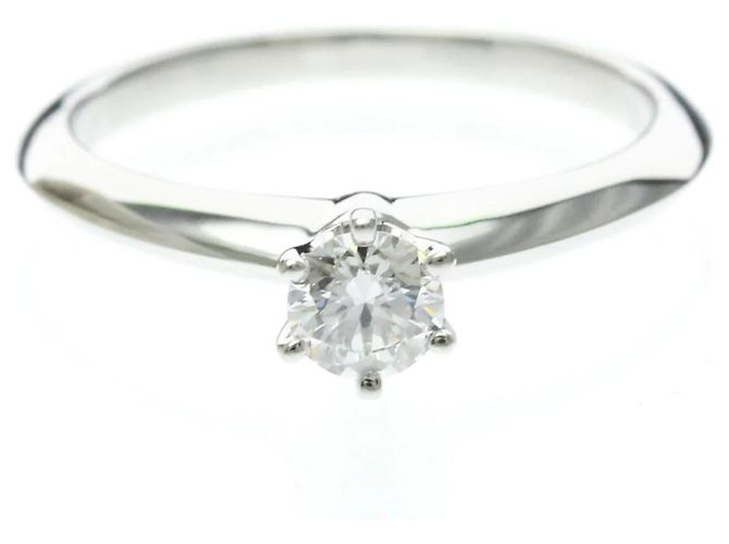 Tiffany & Co. Tiffany Setting Solitär Platin mit RBC Diamant Silber