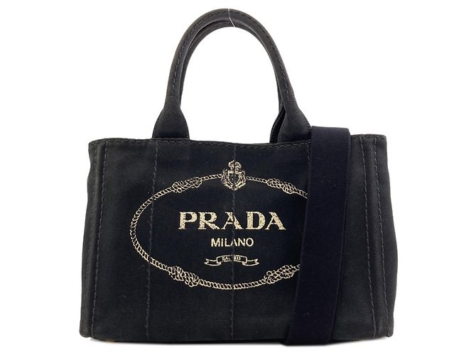 Prada Canapa Mini 2-Way Handbag Black
