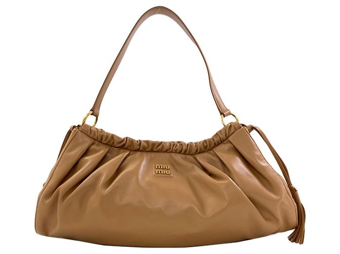 Bolsa de Ombro Miu Miu Logo Marrom