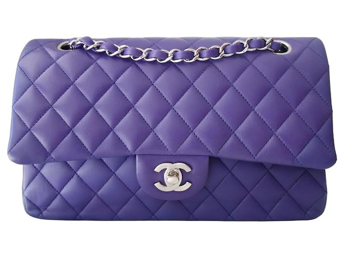 Timeless Bolsa Chanel Classic Medium Flap Couro Matelassê Roxo