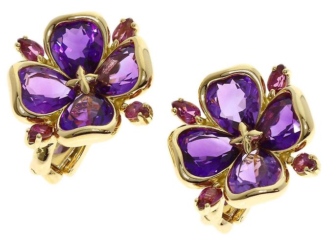 Boucles d'oreilles puces Chanel Amethyst Garnet