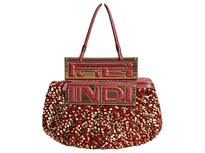 Fendi ‘To You’ Sac Convertible Python et Sequins Bordeaux