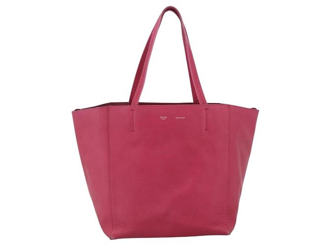 Céline Celine Phantom Cabas in pelle e shearling Medium Rosa