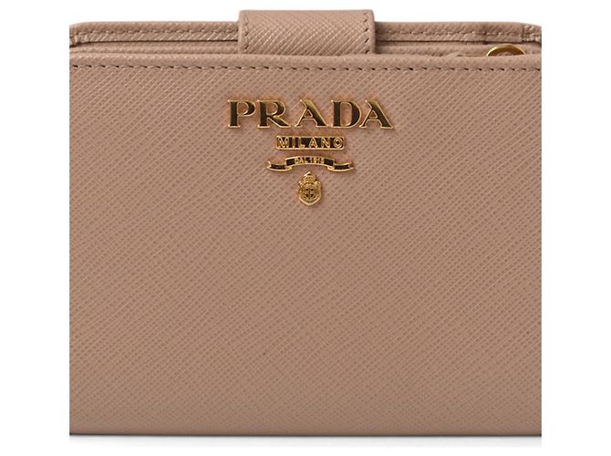 Saffiano Portefeuille Prada bi-fold en Pink Beige