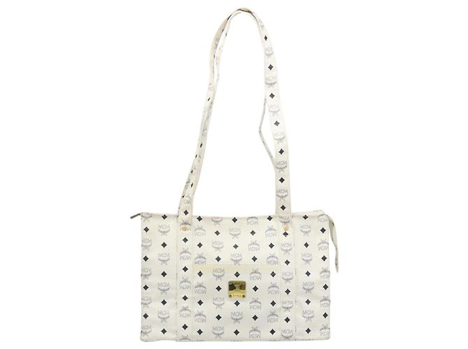 MCM Vintage Leder Handtasche Weiß