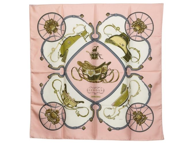 Hermès Lenço Hermes Carre 90 Springs Rosa Multicor