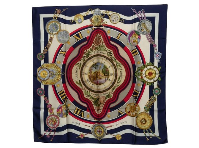 Hermès Hermes Carre 90 Parmi Les Fleurs Je Compt Scarf Multicolore Blu navy