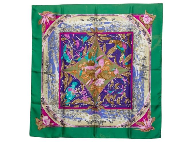 Hermès Lenço Hermes Carre 90 Tropices Multicor Verde