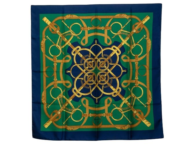 Silk In Hermès Pañuelo Hermes Carre 90 Eperon d'or Multicolor Verde