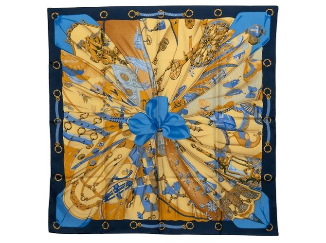Hermès Lenço de seda Hermes Carre 90 Soleil de Soie Multicor