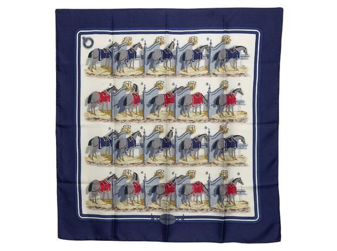Hermès Carré 90 ECURIES Pañuelo Stable Multicolor Azul marino