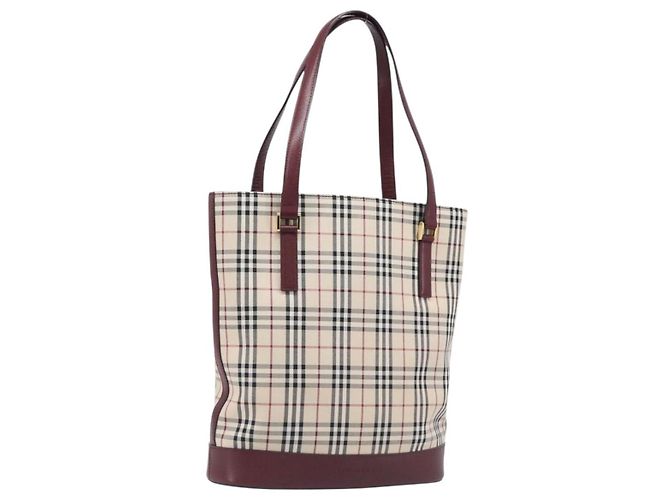 BURBERRY Nova Check Tote Bag Canvas Beige Gold Auth am12680V Golden