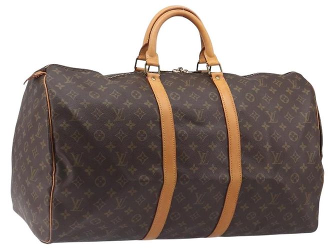 LOUIS VUITTON Monogram Keepall 55 Boston Bag M41424 LV Auth 203190V