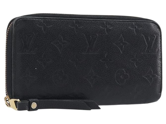 LOUIS VUITTON Monogram Empreinte Zippy Wallet Long Wallet M61864 LV Auth 206817 Noir