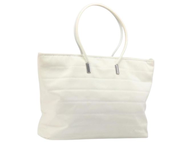 GUCCI Tote Bag Nylon Weiß Silber 002 2123 0455 Auth bs37372