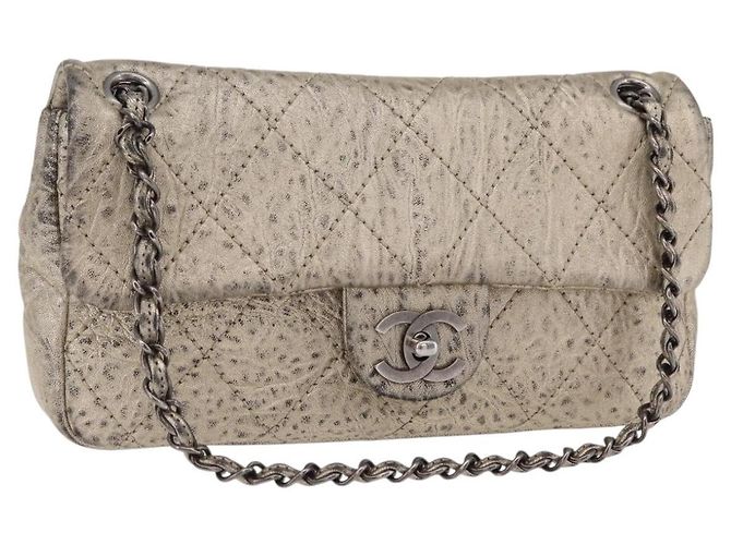 Borsa a tracolla CHANEL Chain Le Marais in pelle Oro Argento CC Auth 207655SAV D'oro
