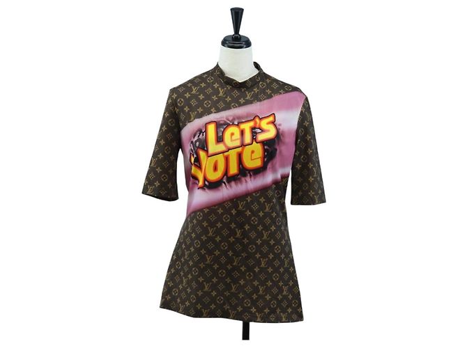 LOUIS VUITTON T-shirt de manga curta Monogram Nylon L LV Auth 204955M