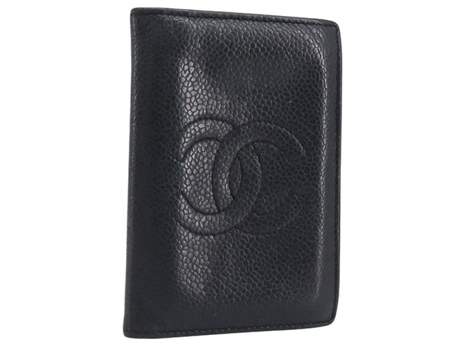 CHANEL Kartenetui Kaviarleder Schwarz CC Auth 207492A