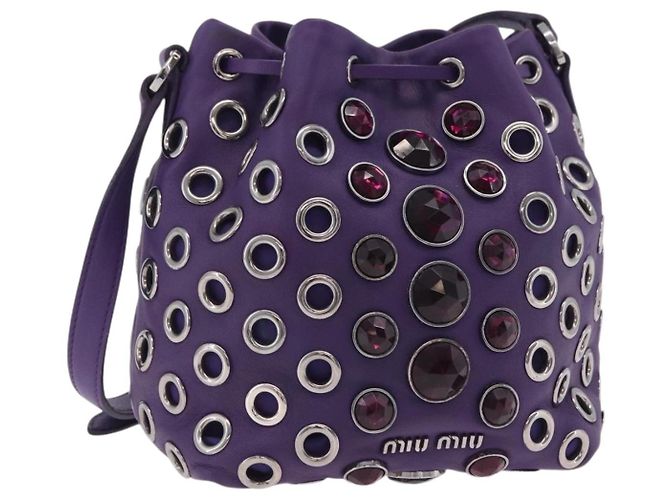 Bolsa de Ombro Miu Miu Couro Roxo Prata Auth 207614V
