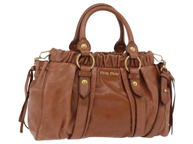 Sac à main Miu Miu en cuir 2way marron doré authentique 167726M