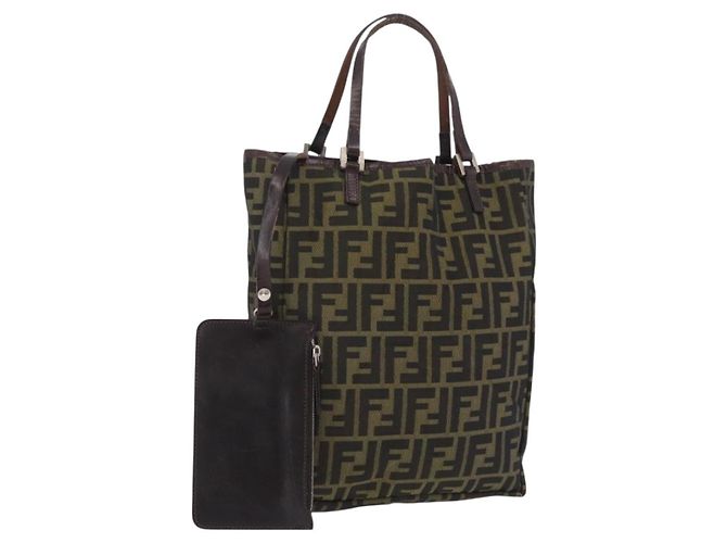 FENDI Zucca Canvas Handtasche Schwarz Braun Auth 202501