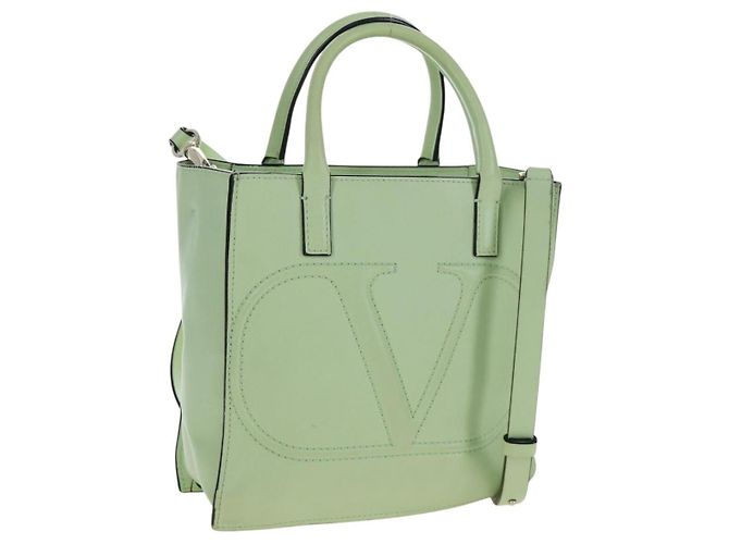 Sac à main Valentino en cuir 2way Vert Or Auth 206792A Doré